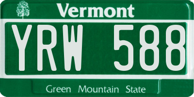 VT license plate YRW588