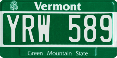 VT license plate YRW589