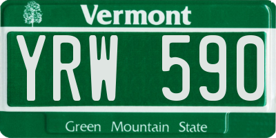 VT license plate YRW590