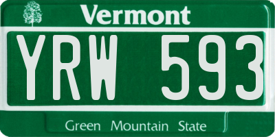 VT license plate YRW593