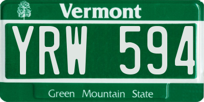 VT license plate YRW594
