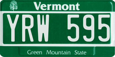 VT license plate YRW595
