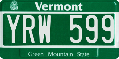 VT license plate YRW599