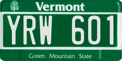 VT license plate YRW601