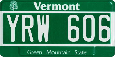 VT license plate YRW606