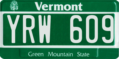 VT license plate YRW609
