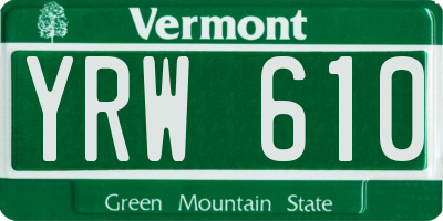 VT license plate YRW610