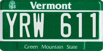 VT license plate YRW611