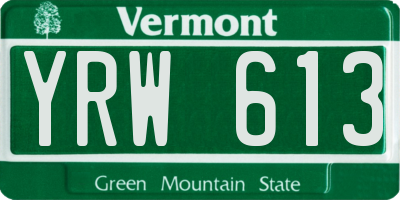 VT license plate YRW613