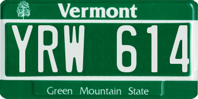 VT license plate YRW614