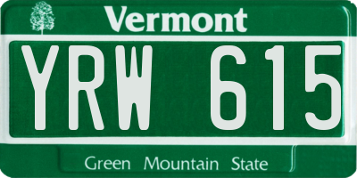 VT license plate YRW615