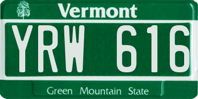 VT license plate YRW616