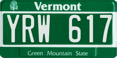 VT license plate YRW617