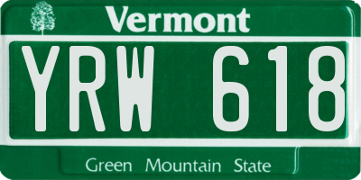 VT license plate YRW618