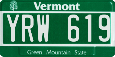 VT license plate YRW619