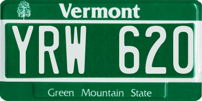 VT license plate YRW620