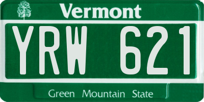 VT license plate YRW621
