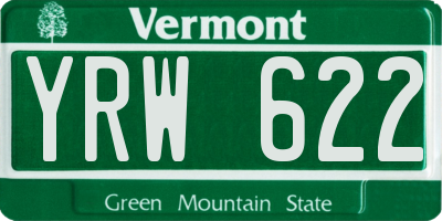 VT license plate YRW622