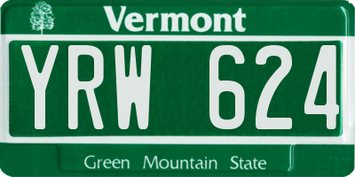 VT license plate YRW624