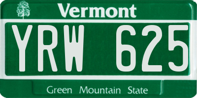VT license plate YRW625