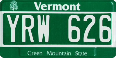 VT license plate YRW626