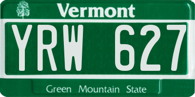 VT license plate YRW627