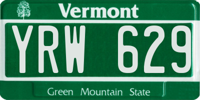 VT license plate YRW629