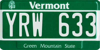 VT license plate YRW633