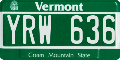 VT license plate YRW636