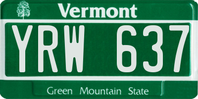 VT license plate YRW637