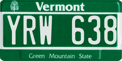 VT license plate YRW638