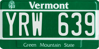 VT license plate YRW639