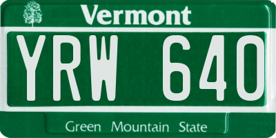 VT license plate YRW640