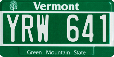 VT license plate YRW641