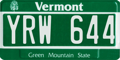VT license plate YRW644