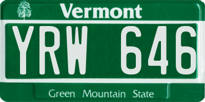 VT license plate YRW646