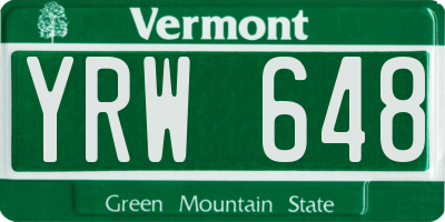 VT license plate YRW648