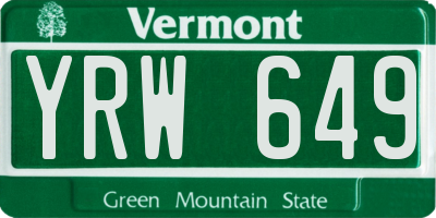 VT license plate YRW649