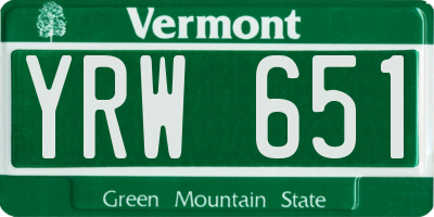 VT license plate YRW651