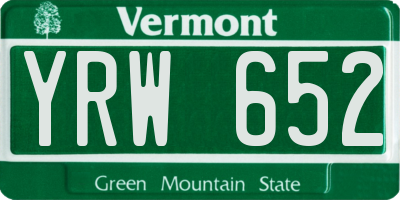 VT license plate YRW652