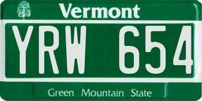 VT license plate YRW654