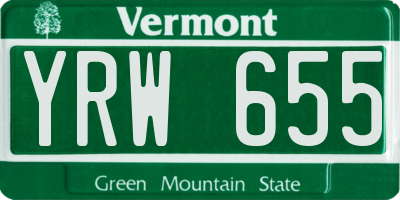 VT license plate YRW655