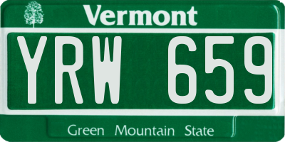 VT license plate YRW659