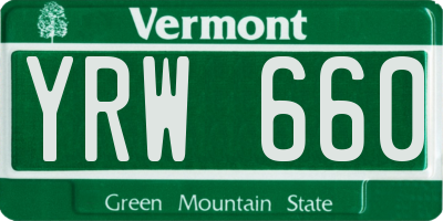 VT license plate YRW660