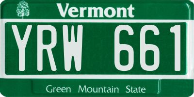 VT license plate YRW661