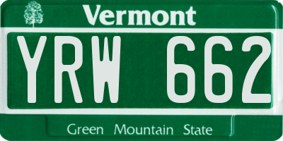 VT license plate YRW662