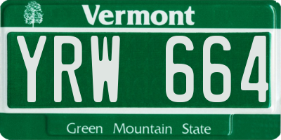 VT license plate YRW664