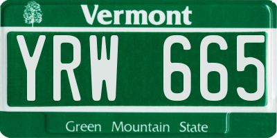 VT license plate YRW665