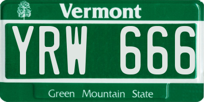 VT license plate YRW666