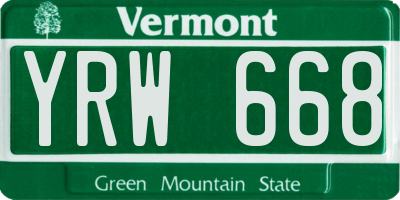 VT license plate YRW668